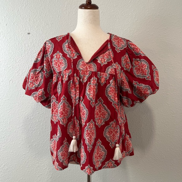 THML Burgundy Paisley Top Size Medium - Picture 2 of 5